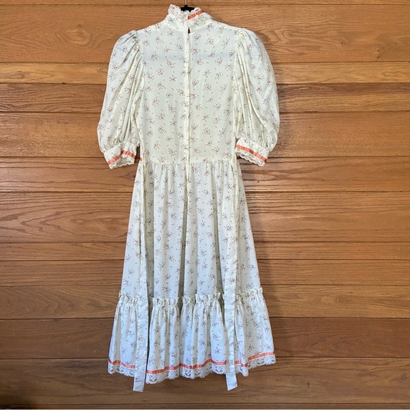 Vintage 70s 80s handmade cottagecore midi ditzy floral prairie dress pearl - Picture 5 of 6